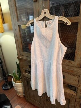 Sunday Best White Eyelet Sleeveless Dress with Scalloped Detail